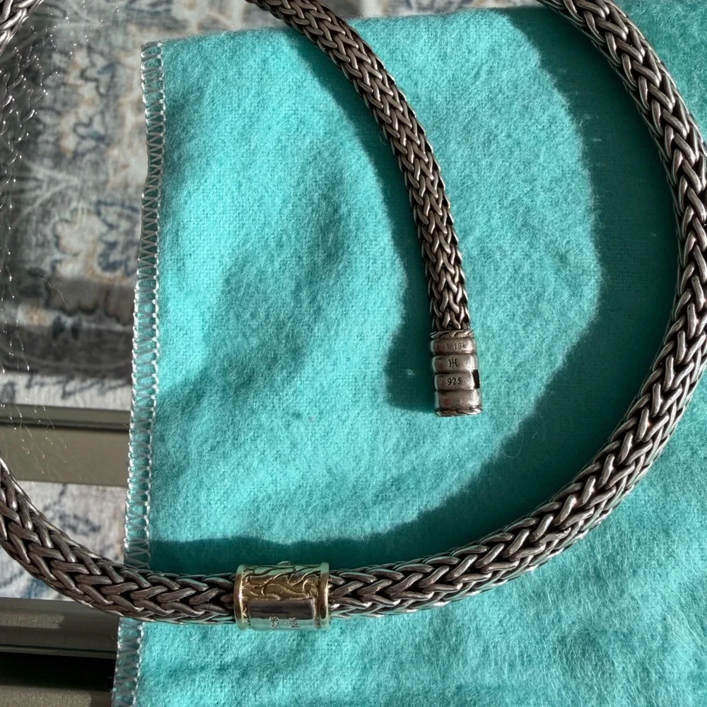 John Hardy Wheat Choker Necklace .925 Silver 18K Gold and Bracelet - Picture 6 of 10